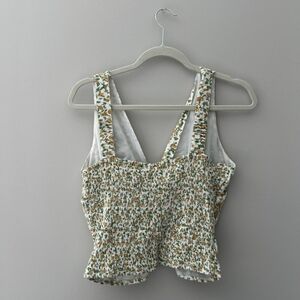 Floral Print Smocked Crop Top